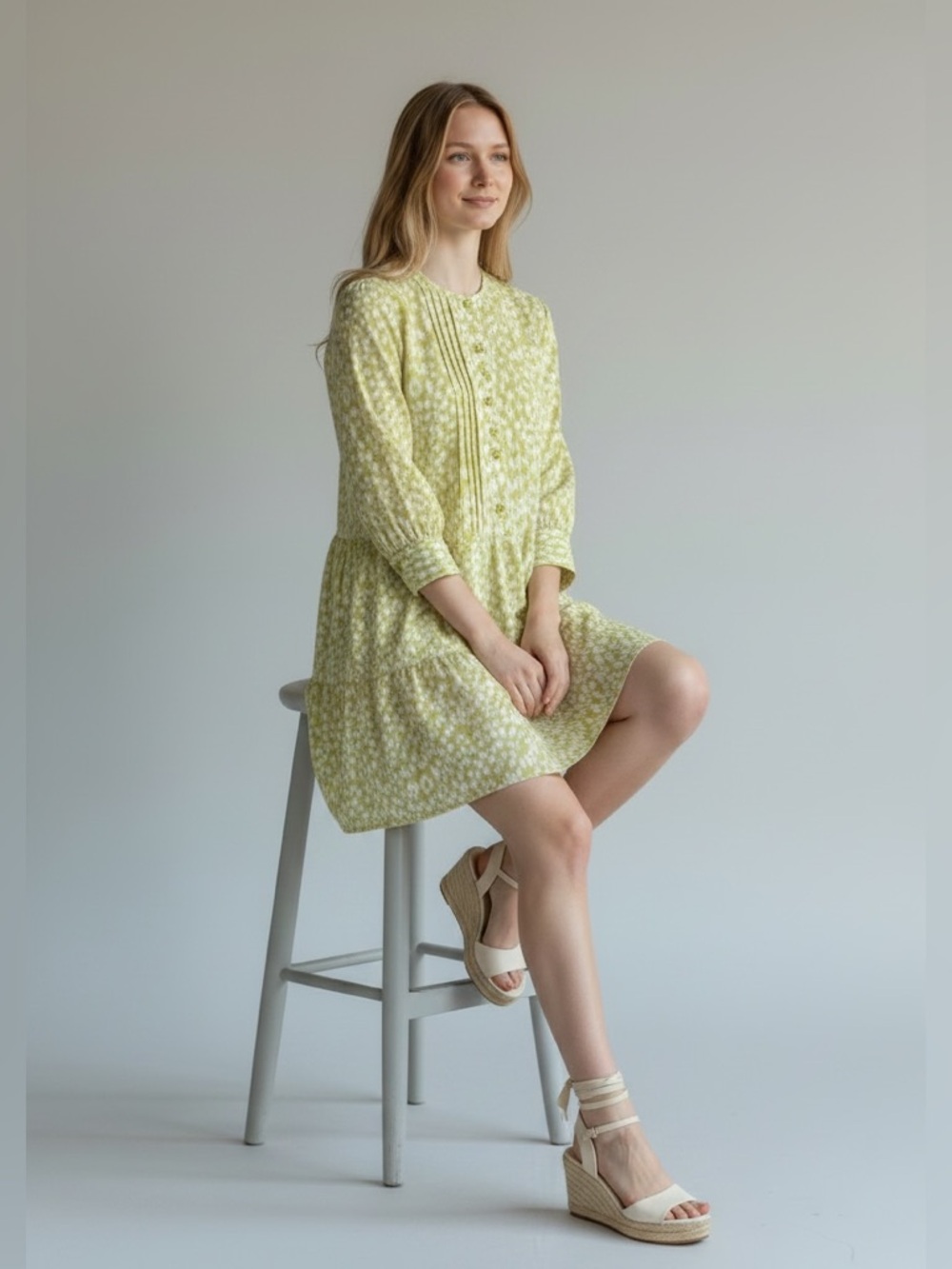 Who What Wear Citrus Leopard Pintuck Tiered Mini Dress - Picture 10 of 10